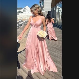 Lulus Ode to Love blush pink satin gown